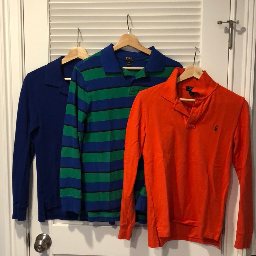 Three Polo RL long sleeve polo shirts Boys L